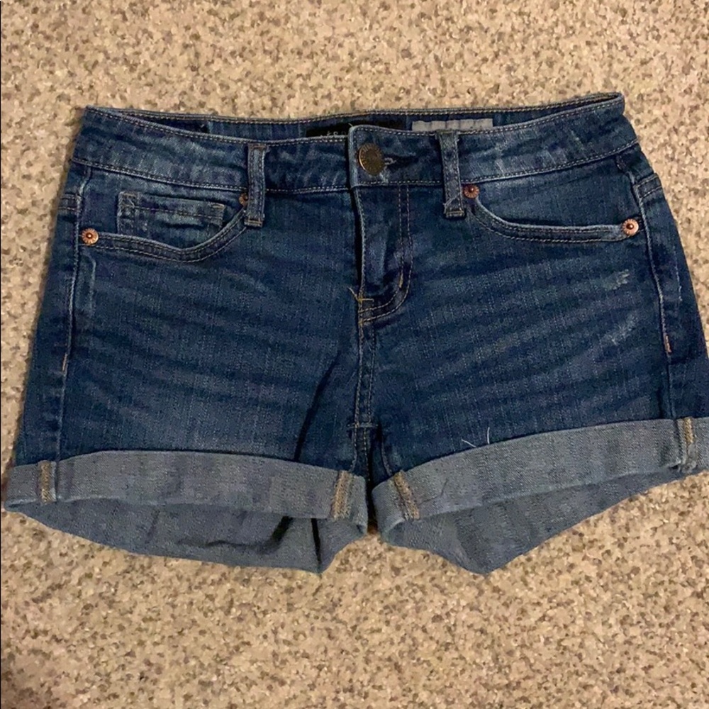 Dark blue denim shorts